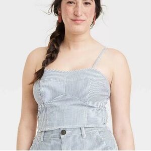Universal Thread Demin Strip Color Crop Top Size XL